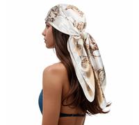 BelleVive Sciarpa quadrata di seta, stampata, fazzoletto per capelli, ideale come foulard o accessorio alla moda per tutte le stagioni, 90 cm, multicolore