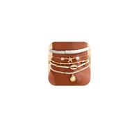 BelleVive Set di 5 cavigliere boho a forma di conchiglia per donne, 14 carati perle boho, fatto a mano, regolabile, cavigliera, spiaggia Hawaii, conchiglia, stella marina, gioielli per piedi, regali