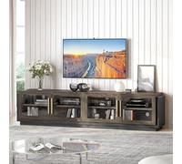 BELLEZE Brixston - Mobile TV da 83" per TV fino a 85", moderno mobile TV e centro intrattenimento con ripiani, mobiletto in legno per soggiorno o camera da letto, colore: marrone