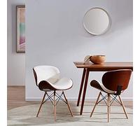 BELLEZE Sedie moderne di metà secolo, tappezzate in finta pelle noce con schienale curvo contemporaneo, stile vintage minimalista [set di 2] - Avalon (bianco)