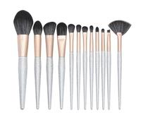 Bellezza Cosmetici Set Di Pennelli For Il Trucco Da 12 Pezzi, Manico In Plastica, Tubo Satinato For Pennello Contorno Occhi E Viso Ideali Per Principianti
