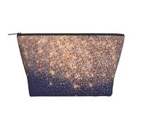 Bellezza del truccatore con glitter rosa rame blu navy, Borsa da toilette Borsa per trucco Borsa per cosmetici Borsa da toilette da viaggio portatile