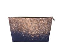 Bellezza del truccatore con glitter rosa rame blu navy, Borsa per il trucco Borsa per cosmetici Borsa da toilette da viaggio portatile Borsa da toilette