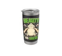 Bellezza E Obeso Chonky Cat Funny Meme Bicchiere termico in acciaio inox doppia parete