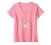 Bellezza Incantevole: Incantevole Cappello da Strega Luna Stelle Maglietta con Collo a V, Donna, Rosa, XL
