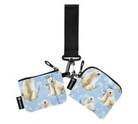 Bellezza Orso Polare Blu Portamonete Delle Donne Titolare Della Carta Piccolo Portatile Cassa di Biglietti Da Visita Organizzatore di Soldi con Tasca Cerniera per Lady 2 Pcs estuches para tarjetas de