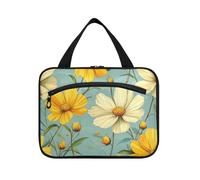 Bellezza Primavera Fiori Giallo Daisy Hanging Kit da Viaggio per gli Uomini con Gancio, Designer Portatile Trucco Borse per la mamma Backpacking Bolsa de maquillaje para Mujer L