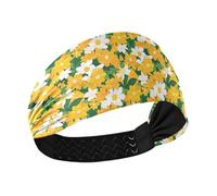 Bellezza Primavera Giallo e FIORI Fascia antiscivolo per le donne Elastiche fasce sudate per Palestra Running Running banda para el cabello