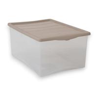 BELLI E FORTI Contenitori in Plastica con Coperchio Box L, Tortora, Ideali per Vestiti e come Portaoggetti, Adatti per Armadi e Garage, 55x39x25 cm