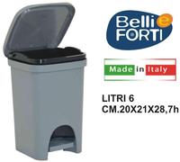 BELLI&FORTI Bidone Pattumiera a Pedale Colors 6 Litri Grigio