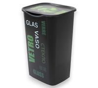 BELLI E FORTI Pattumiera Per Raccolta Differenziata Plastica, Vetro, Carta e Indifferenziata, In Plastica Capienza 50 Lt 37.5×36×53.5 cm (Glass)