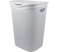 Portabiancheria in Plastica Intreccio 50L Bagno Bucato per Panni Vestiti Sporchi