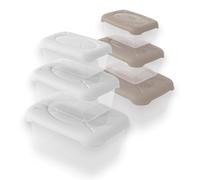 BELLI E FORTI Set 3 Pezzi Contenitore Frigobella in Plastica, Contenitori Plastica con Coperchio Bianco o Tortora, Ermetici per Alimenti Piccoli 0.50+1.00+1.90 LT. per Conservare il Cibo 23×16×10 cm