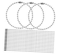 BELLIFFY 100 Pezzi Palline in Acciaio Regolabile con Connettore per Portachiavi Targhette e Collane Personalizzate Tagliabile per Versatile