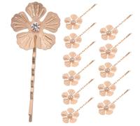 BELLIFFY 12 Pezzi Mini Fermagli Per Capelli A Forma Di Fiore Per Matrimonio Accessori Per Capelli Da Ragazza Con Fiori A Forma Di Fiore Dorato Forcine Per