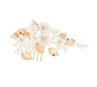 BELLIFFY 1pezzi Pettine Per Da Sposa Stile Europeo Accessorio Elegante Per Matrimonio Decorazione Per Bianca Ceramica Con Design Semplice Per Cerimonie e Feste Nuziali