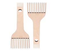 BELLIFFY 2 Pezzi Pettine per Tessitura in Legno Doppia estremità Strumento Maneggevole per Allineamento del Filato Comb per Telaio Portatile per Tappeti Arazzi e Lavori Te
