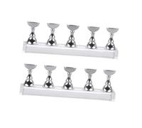 BELLIFFY 2 Set Base Pratica Punte Unghie Cristallo Elettrolitico Design Scacchiera Acrilico Lungo Unghie Finte Include 5 Supporti Bar