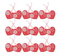 BELLIFFY 20 Biglietti D’Auguri a Forma di Cuore per Donne Etichette Regalo di San con Nastri Rosa Mini Cartoline per Compleanno e Occasioni Speciali Biglietti D’Amore e Auguri Creativi