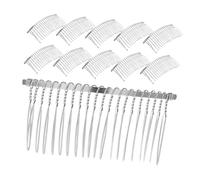 BELLIFFY 20 Pezzi Pettine Laterale Curvo per Chioma da Sposa in Filo Metallico Argento 20 Denti, Accessorio Leggero per Acconciature Sposa, Compatibile Velo e Styling Fai da Te
