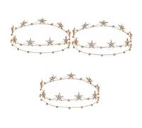 BELLIFFY 3 Pz Fascia Pentagramma Fascia Per Con Stella D'oro Fascia Per Stella Di Natale Accessori Per Per La Sposa Costume Da Sposa Principessa Tiara Golden Lega