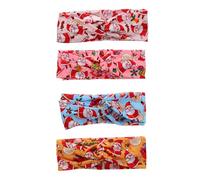 BELLIFFY 4 Pezzi Fasce Elastiche Natalizie per Capelli con Nodo Fasce Sportive Elastiche Antisudore per Yoga Running e Fitness Motivi Babbo Natale e Renna Accessori Divertenti per Donna e