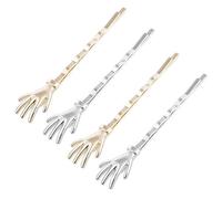 BELLIFFY 4 Pezzi Forcine Goth Metallo Donna Halloween Decorative Argento Curva Spilla