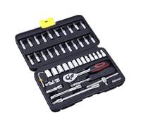 BELLIFFY 46 pezzi Attrezzi Meccanici con Cricchetto in Acciaio al Vanadio Kit Riparazione Auto Professionale Leggero e Portatile Include Bussole e Chiavi Inglesi per Colore Casuale