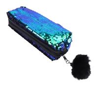 BELLIFFY Astuccio Portapenne Paillettes a Forma di Sirena per Ragazze, Borsa Cerniera Glitterata Verde e Nera, Organizer Multifunzione per Cancelleria e Cosmetici da Viaggio