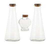 BELLIFFY Bottiglie di Vetro Riutilizzabili e Resistenti Tappo in Sughero Set 3 Pezzi Design Raffinato per Cerimonia della Sabbia per Decorazioni Nuziali