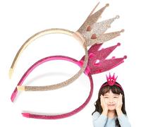 BELLIFFY Cerchietti a Corona per Bambina 2 Pezzi Elasticizzati Glitter Copricapo da Festa per Compleanni e Carnevali Accessori Chioma Ragazzo Ragazza Ragazze