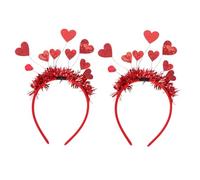 BELLIFFY Fasce per Chioma a Forma di Cuore Rosse 2 Pezzi Cerchietti per Chioma da Sposa e Festa da Donna per Matrimoni e Festival