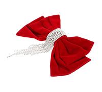 BELLIFFY Fiocco Vintage Con Strass e Velluto Rosso Clip Grande Per Capelli Spessi o Sottili Fermaglio Elegante Per Eventi Speciali Come Matrimoni e Feste