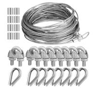 BELLIFFY Kit Di Funi Metalliche Per Tende Funi Metalliche In Acciaio Inossidabile Pesante Robuste Con Cavo Per Appendere Quadri Da 1/8 Di Pollice Cavo Per Stendibiancheria Da 1/8 Di