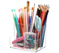 BELLIFFY Organizer Trucco da Scrivania Trasparente Scomparti Divisori Multipli Porta Pennelli e Cosmetici Compatto e Salvaspazio per Ufficio e Casa