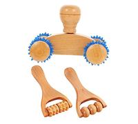 BELLIFFY Rulli Massaggianti in Legno la Schiena e Piedi, Set da 3 Pezzi Rullo Posteriore e Palline Massaggianti, Massaggiatore Portatile per Sollievo Muscolare e Relax Completo