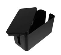 BELLIFFY Scatola Gestione Cavi in Plastica Nero Piccola Apertura Ampia Organizer Multipresa per Casa, Hotel, Ufficio Custodia Porta Cavi Scrivania Coperchio Rimovibile