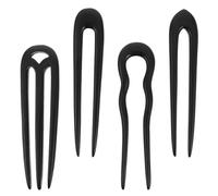 BELLIFFY Set 4 Forcine per Chioma a Forma di U in Legno di Ebano, Forcine Francesi Nere Eleganti per Chignon e Acconciature Vintage da Donna, Accessori Leggeri e Decorativi per Uso