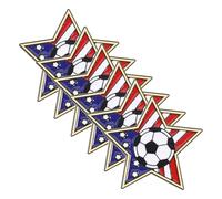 BELLIFFY Set da 6 Spille Commemorative in Lega Design a Forma di Stella e Bandiera Nazionale, Accessorio Versatile per Festa Mondiale e Partite di Calcio