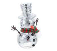 BELLIFFY Snowman Disco Ball Table Decor Mirrored Mosaic Snowman with Hat And Scarf Reflective Holiday Party Decoration for Xmas Winter Theme