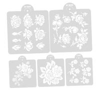 BELLIFFY Stencil Riutilizzabili a Forma di Rosa Set 5 Fogli in Pet per Pittura su Legno Stencil Natalizi per e Biglietti Modelli per Disegno Artistico e Decorazioni Festive