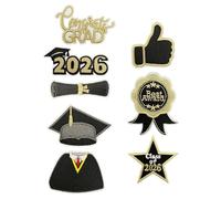BELLIFFY Toppe Ricamate per la Stagione della Laurea 2026 Set da 8 Pezzi Applicazione Stirabile e da Cucire Decorazioni per Toga Cappello e Zaino Distintivi Fai da Te per Abbigliamento