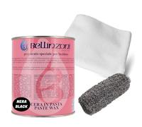 Bellinzoni Kit Lucidatura Marmo, Cera in Pasta Nera, Set con Paglietta in Acciaio e Panno per Marmo, Granito e Pietre