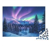 Bellissima Aurora boreale Jigsaw Puzzle 1000pcs (75x50cm) Adulti Snow Capped Alberos And Mountains Puzzle Gioco Educativo Decorazioni Per La Casa