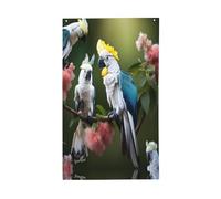 Bellissima bandiera decorativa per esterni, con stampa di cacatua e fiori, per giardino, patio, cassetta postale, veranda