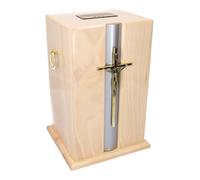 Bellissima bara in legno di mogano con croce e maniglie in oro Urna per ceneri f