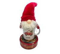 Bellissima confezione regalo Box biscotti al burro 114 g + una tazza mug a tema natalizio e uno gnomo con la punta del cappello luminosa, tutto confezionato in un foglio cellophane!