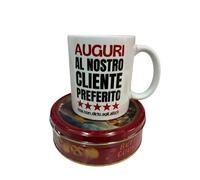 Bellissima confezione regalo Box biscotti al burro 114 g + una tazza mug a tema natalizio per i clienti di aziende o negozi gadget natyalizio simpatico ed originale
