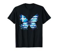 Bellissima Farfalla Blu con Bandiera Greca, Design Grecia Maglietta