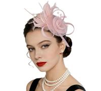 Bellissima fascia per capelli con piume di rosa, design vintage, elegante accessorio per capelli da sera, ideale per vestire abiti con rose